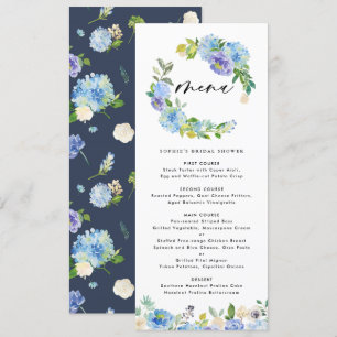 Cartão de Menu Floral do Hydrangeas Watercolor