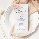 Cartão de menu floral para blush<br><div class="desc">Cartão de cardápio para rosas embaçados elegantes. Itens correspondentes disponíveis. Verifique a coleção.</div>