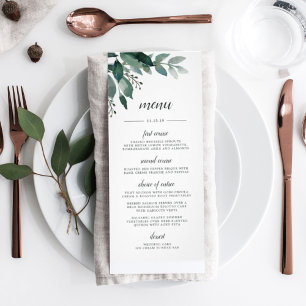 Cartão de Menu Folhagem Abundante