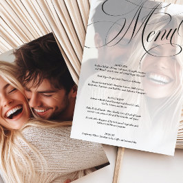 Cartão de Menu Foto para Casamento de Caligrafia E