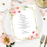 Cartão de Menu Geométrico Geométrico Floral para B<br><div class="desc">Um simples cartão de casamento de caligrafia. Eu ofereço um serviço de personalização gratuito,  se você tiver perguntas ou solicitações especiais,  por favor,  sinta-se à vontade para me contactar.</div>