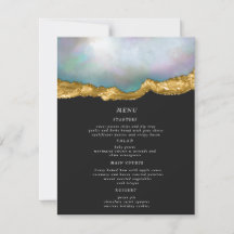 Cartão de Menu Janto de Casamento de Geodo Agate d