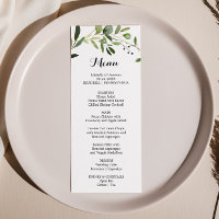 Cartão de Menu Janto de Folhas Verdes Tropicais