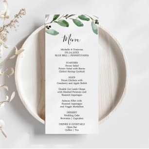 Cartão de Menu Janto Eucalyptus tropical Greenery