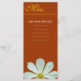 Cartão de menu janto. flor de margarida branca