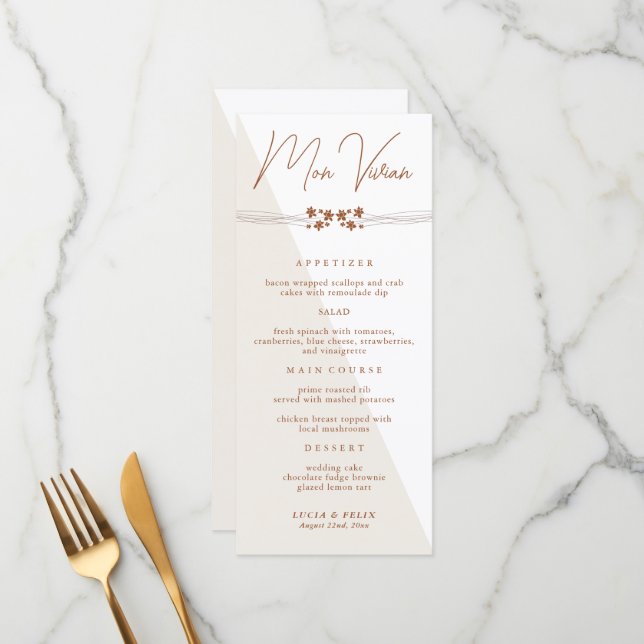 Cartão de Menu Janto Floral do Autumn Side (Frente/Verso In Situ)