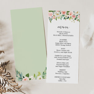 Cartão de Menu Janto Floral Elegante Verde