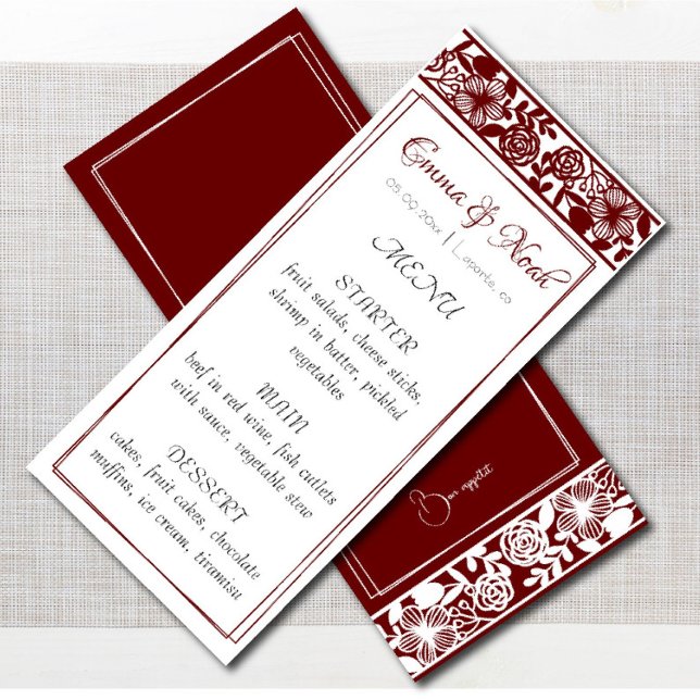 Cartão de Menu Janto Maroon-Burgundy (Criador carregado)