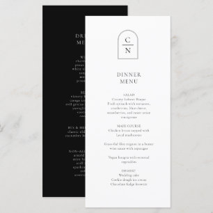 Cartão de Menu Janto Monograma Elegante