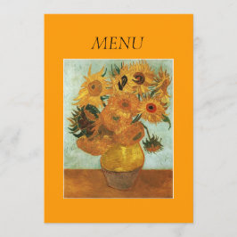 Cartão de menu janto, Vase com Doze Girassóis