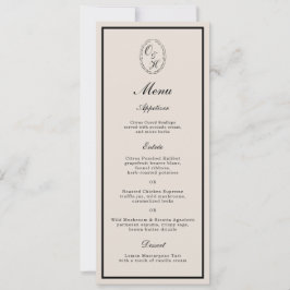 Cartão de Menu Longo Clássico de Monograma para Ca