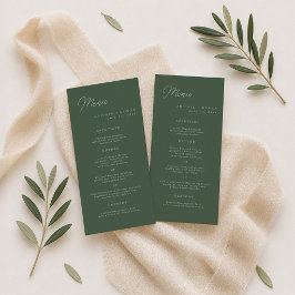Cartão de Menu Longo de Casamento Elegante Verde F