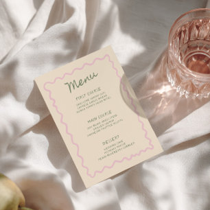 Cartão de Menu Manuscrito Caprichoso Sage Rosa