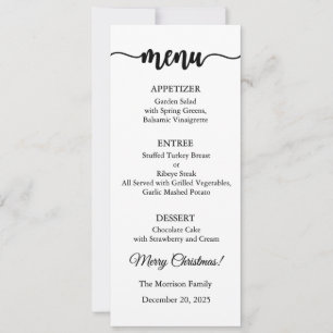Cartão de Menu, Menu de Natal, Jantar, Almoço