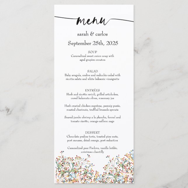Cartão de Menu Minimalista Elegante (Frente)