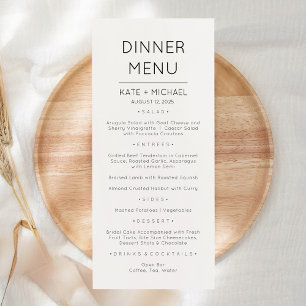 Cartão de Menu Minimalista Moderno Elegante
