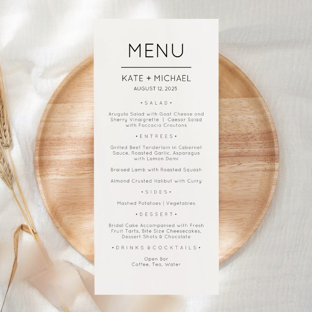 Cartão de Menu Minimalista Moderno Elegante (Criador carregado)