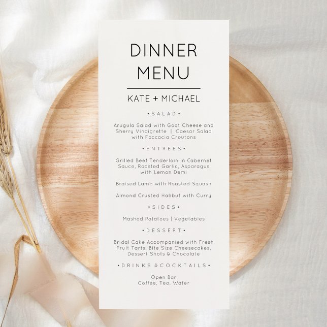 Cartão de Menu Minimalista Moderno Elegante (Criador carregado)