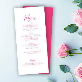Cartão de Menu Mínimo de Casamento Rosa Elegante