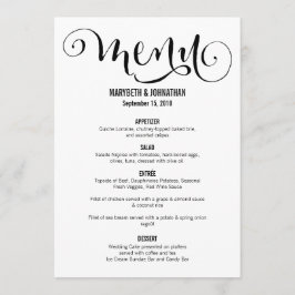 Cartão de Menu Moderno Do Script Wedding