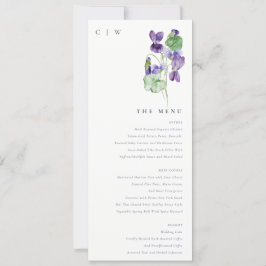 Cartão de Menu Monograma Violet Floral Bunch