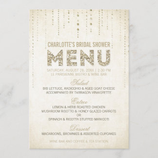 Cartão de Menu Olhar Glitter