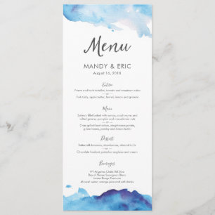 Cartão de Menu ou Programa de Casamento com Aquare