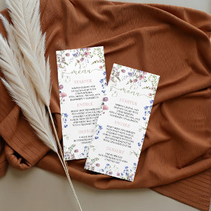 Cartão de Menu para Chá de Bebê Flor Silvestre