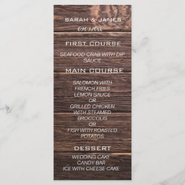Cartão de Menu Personalizado Rustic Wood Oak Casam