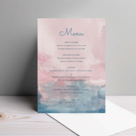 Cartão de menu Pink and Blue Watercolor