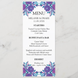 Cartão de Menu Pintado Pelas Flores Roxas