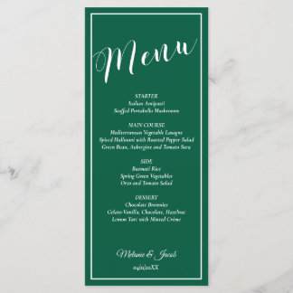 Cartão de Menu Plano de Casamento Verde Minimalist
