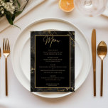Cartão de menu preto dourado<br><div class="desc">Projetado para coordenar com a nossa Coleção de Águas Negras, este convite para cartões de menu apresenta um excelente fundo de textura de mármore preto-agate com texto clássico. Para personalização mais avançada deste design, por exemplo, alteração do layout, da fonte ou do tamanho do texto, clique no botão "PERSONALIZAR" acima....</div>