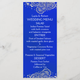 Cartão de Menu Real Blue Silver Indian