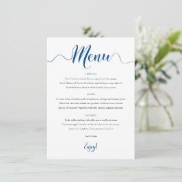 Cartão de Menu Real Blue Wedding 5x7