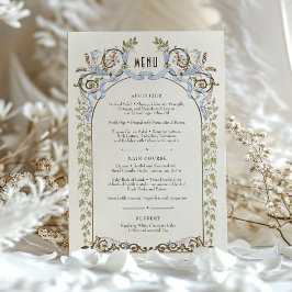 Cartão de Menu Real Vitoriano Elegance Watercolor