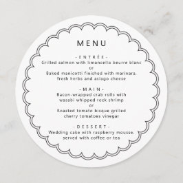 Cartão de Menu Redondo Moderno com Borda Recortada