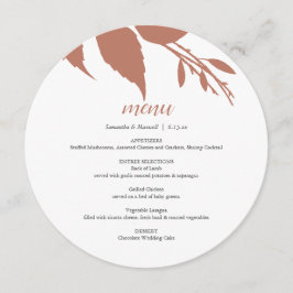 Cartão de Menu Redondo Terracotta para Folhagem de