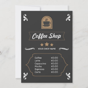 Cartão de Menu Retroativo do Compro Café