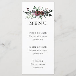 Cartão de Menu Romântico Floral