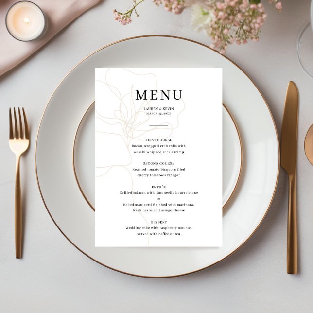 Cartão de menu Rosa de casamento ilustrado (Criador carregado)