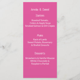 Cartão de Menu Rosa e Branco de Framboesa
