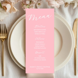 Cartão de Menu Rosa Simples Minimalista