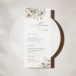 Cartão de Menu Rustic Cream Floral Wedding<br><div class="desc">Cartão de noiva floral de creme elegante.</div>