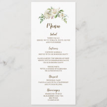 Cartão de Menu Rustic Elegance Wedding