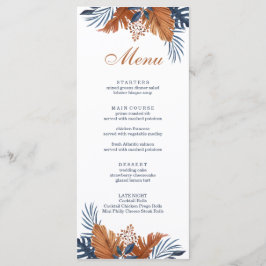 Cartão de Menu Rustic Midnight Blue Monstera