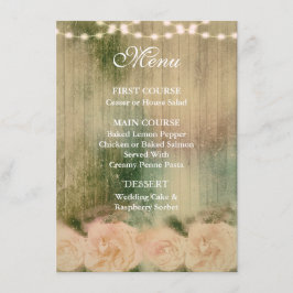 Cartão de Menu Rustic Rosa Wedding