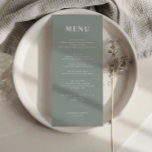 Cartão de Menu Simples de Casamento Sage Minimalis<br><div class="desc">Projetado para coordenar com nossa coleção Minimalista All In One, este cartão de menu personalizável de correspondência apresenta um layout simples e limpo, com fonte clássica. Para personalização mais avançada deste design, por exemplo, alteração do layout, da fonte ou do tamanho do texto, clique no botão "PERSONALIZAR" acima. Por favor,...</div>
