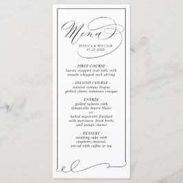 Cartão de Menu Simples Elegante De Casamento Branc