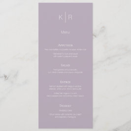 Cartão de Menu Simples Moderno de Casamento Lilac